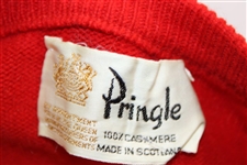 Chi Chi Rodriguez's Worn Red Long Sleeve 'Toyota' 100% Cashmere Golf Sweater 