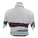Chi Chi Rodriguez's Worn White 'Toyota' Antigua Golf Polo Shirt w/Blue, Red & Black Stripes