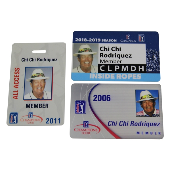 Three (3) Miscellaneous Chi Chi Rodriguez PGA Tour Card/IDs