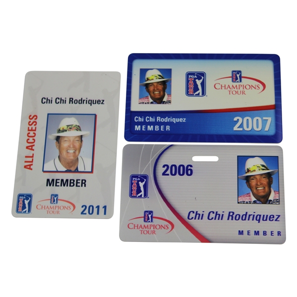 Three (3) Miscellaneous Chi Chi Rodriguez PGA Tour Card/IDs
