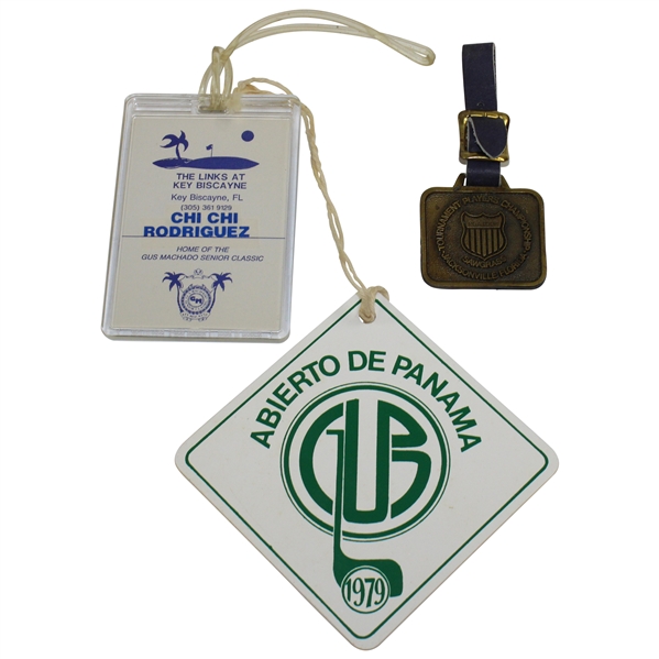 Chi-Chi Rodriguezs Personal Group of Three (3) Bag Tags - Key Biscayne, TPC Sawgrass, & Anierto de Panama