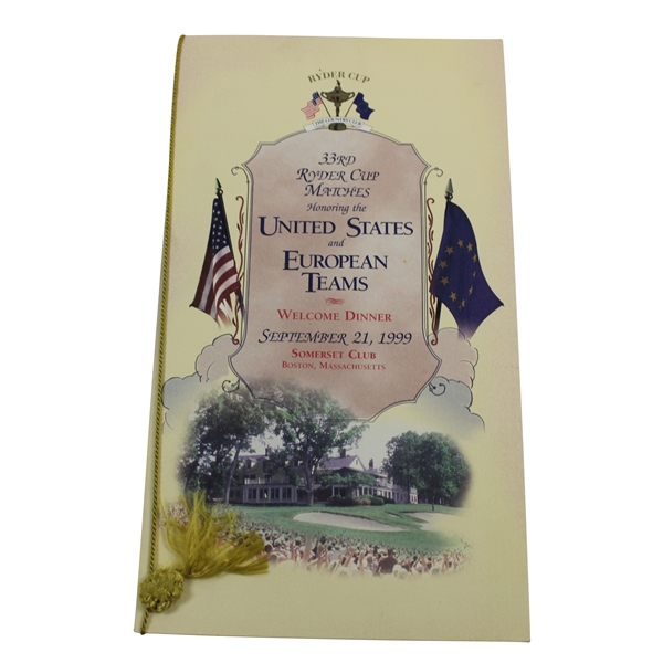 Jesper Parnevik, Ben Crenshaw, and Lehman Signed 1999 Ryder Cup Dinner Menu JSA ALOA