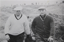 Arnold Palmer & Jack Nicklaus Signed 1965 Open Championship B&W Walking Photo JSA ALOA