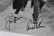 Arnold Palmer & Jack Nicklaus Signed 1965 Open Championship B&W Walking Photo JSA ALOA