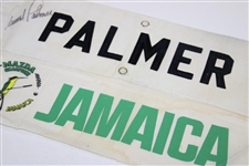 Arnold Palmer Signed Used 'PALMER' Mazda Champions Jamaica Caddy Bib Nameplate JSA ALOA