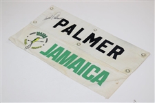 Arnold Palmer Signed Used 'PALMER' Mazda Champions Jamaica Caddy Bib Nameplate JSA ALOA
