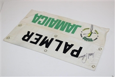 Arnold Palmer Signed Used 'PALMER' Mazda Champions Jamaica Caddy Bib Nameplate JSA ALOA