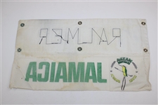 Arnold Palmer Signed Used 'PALMER' Mazda Champions Jamaica Caddy Bib Nameplate JSA ALOA