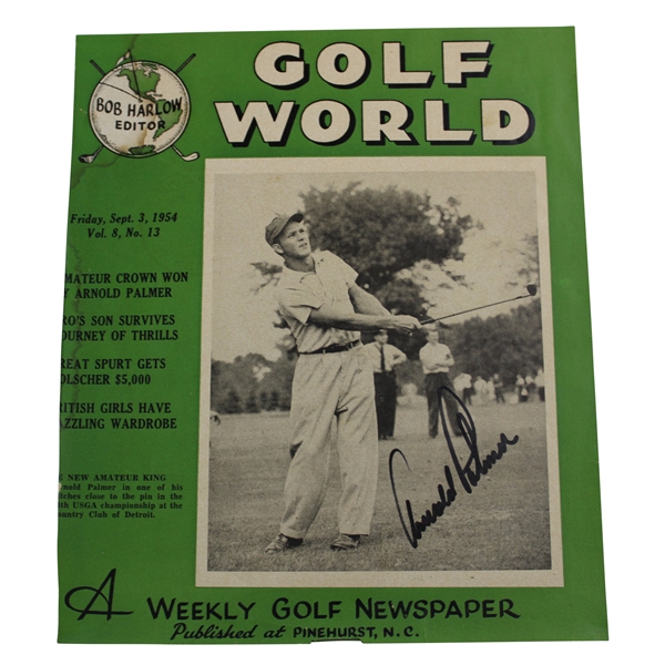 Arnold Palmer Signed 1954 Golf World Amateur Magazine Cover JSA ALOA
