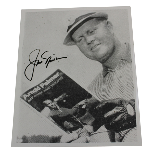 Jack Nicklaus Signed B&W Photo Reading Arnold Palmer Book JSA ALOA