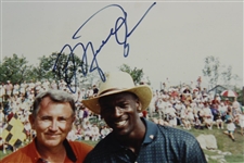 Michael Jordan Signed Photo with Caddy on Green in Pine Valley Shirt JSA ALOA
