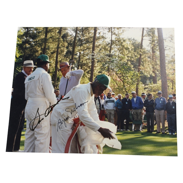 Sam Snead & Byron Nelson Signed Masters Photo With Caddies JSA ALOA
