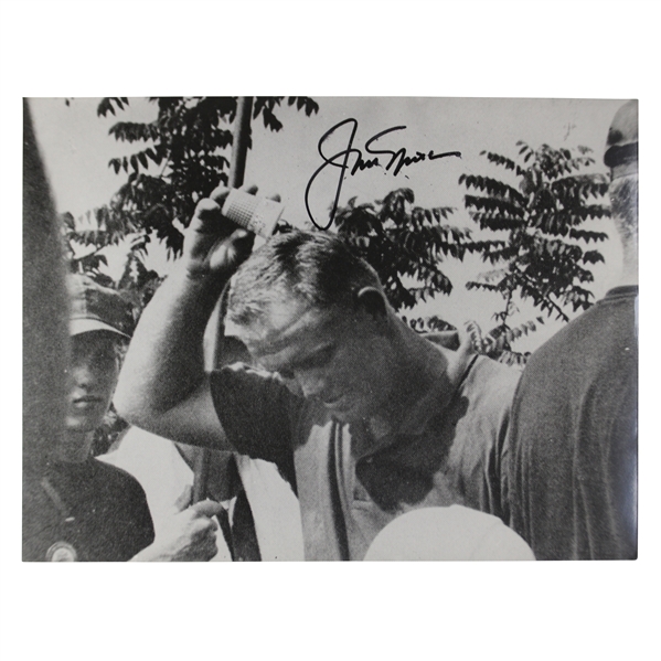 Jack Nicklaus Signed Dixie Cup of Water on Head B&W Photo JSA ALOA