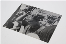 Jack Nicklaus Signed Dixie Cup of Water on Head B&W Photo JSA ALOA