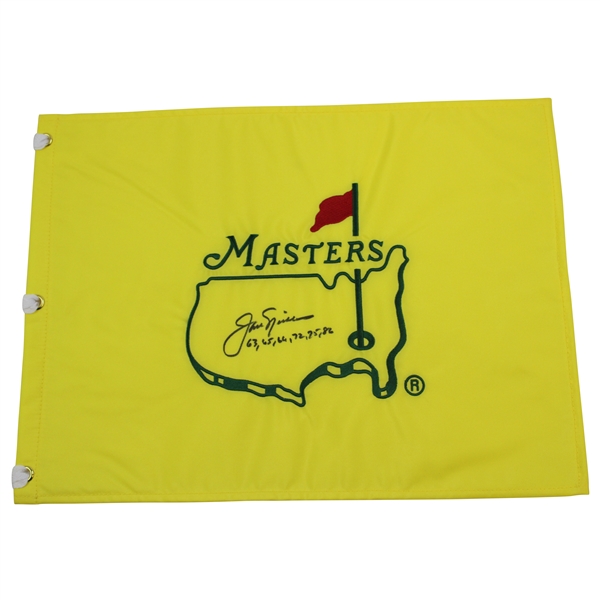 Jack Nicklaus Signed Undated Masters Embroidered Flag with Years Won JSA ALOA