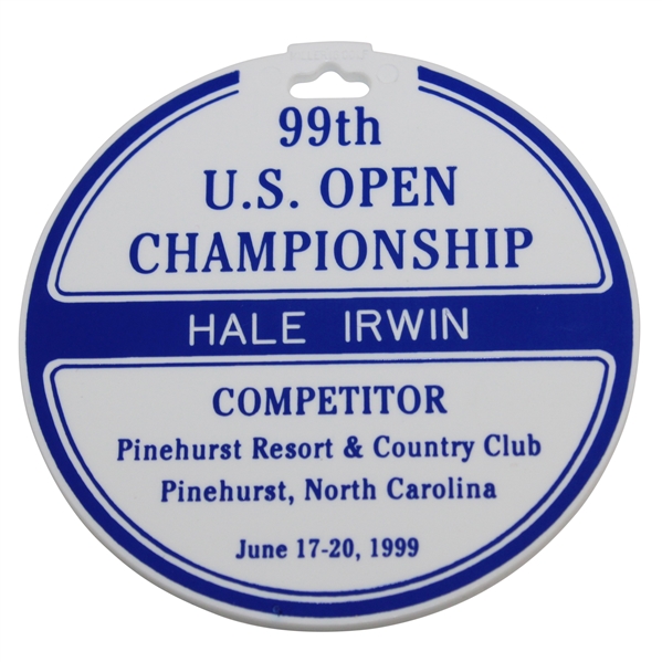 Hale Irwins 1999 US Open at Pinehurst G&CC Contestant Bag Tag