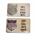Sally Irwins 1974 & 1975 PGA Tournament Players Division Players Wife Pins