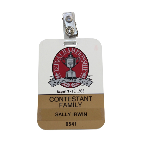 Sally Irwins 1993 PGA Championship at Inverness Club Contestant Family Badge #0541
