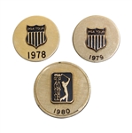 Hale Irwins 1978 & 1979 Tour Shield Pins with 1980 PGA Pin