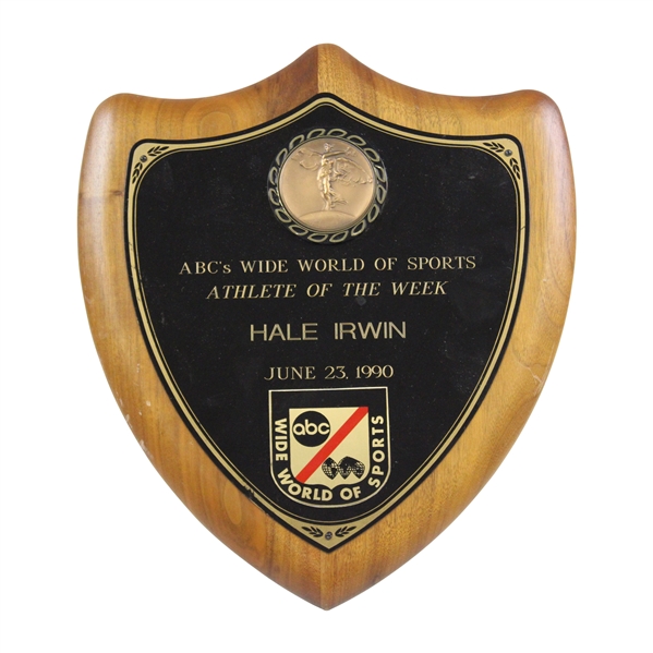 1990 ABC Wide World of Sports Athlete of the Week Plaque Awarded to Hale Irwin