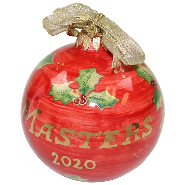 Hand-Painted 2020 Masters Tournament Red Ceramic Globe/Ornament in Original Box