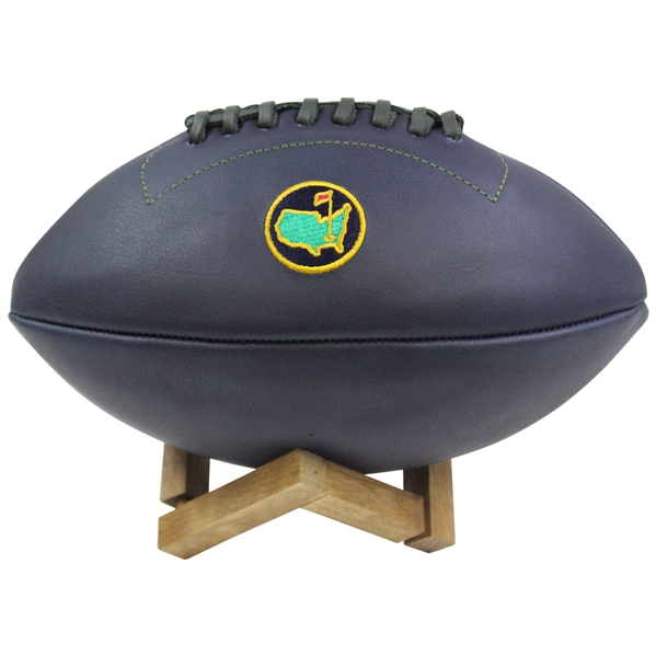 Augusta National Golf Club Premium Navy Leather Football by Links Kings w/Wood Stand in Bag