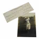 1925 USGA US Amateur at Oakmont Entry Fee Receipt w/Photo of Contestant - Bobby Jones Win