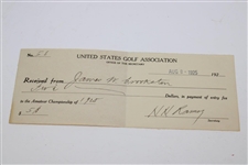 1925 USGA US Amateur at Oakmont Entry Fee Receipt w/Photo of Contestant - Bobby Jones Win