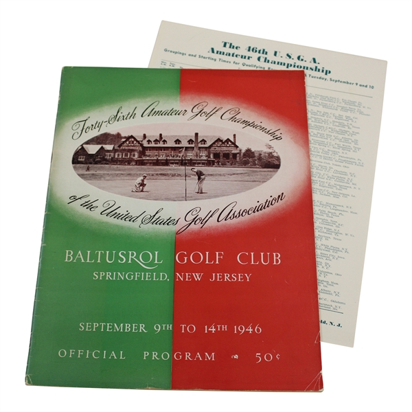 1946 US Amateur at Baltusrol Official Program - Stanley Bishop Winner