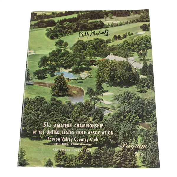 Billy Maxwell Signed 1951 US Amateur at Saucon Valley CC Official Program JSA ALOA