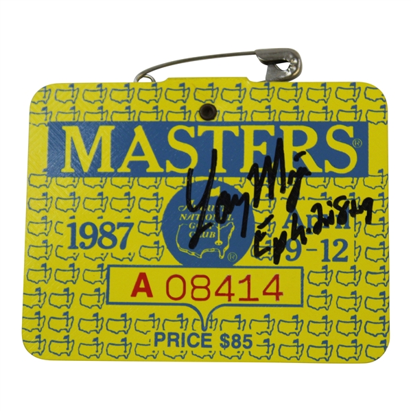 Larry Mize Signed 1987 Masters Tournament Series Badge #A08414 JSA ALOA