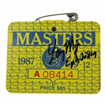 Larry Mize Signed 1987 Masters Tournament Series Badge #A08414 JSA ALOA