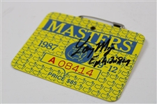 Larry Mize Signed 1987 Masters Tournament Series Badge #A08414 JSA ALOA