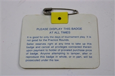 Larry Mize Signed 1987 Masters Tournament Series Badge #A04648 JSA ALOA