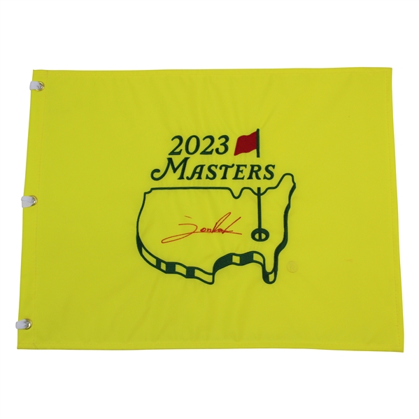 Jon Rahm Signed 2023 Masters Embroidered Flag JSA ALOA