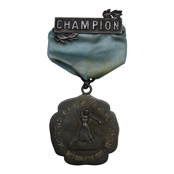 1900 Morris County Golf Club Sterling Silver Winners Medal on Ribbon - Early USGA Member Club