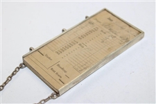 Circa 1898 Ornate Crossed Clubs & Gutta Ball Sterling Silver Scorecard Holder w/ 5 Cards