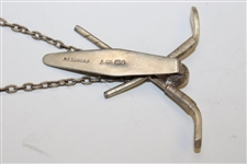 Circa 1898 Ornate Crossed Clubs & Gutta Ball Sterling Silver Scorecard Holder w/ 5 Cards