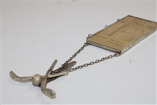 Circa 1898 Ornate Crossed Clubs & Gutta Ball Sterling Silver Scorecard Holder w/ 5 Cards