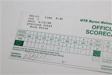 Nick Price & Phil Mickelson Signed 1998 Byron nelson Classic Scorecard JSA ALOA