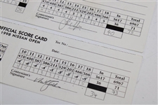 Nick Faldo & Sandy Lyle Signed 1998 Nissan Open Scorecards JSA ALOA