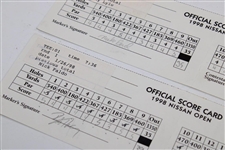 Nick Faldo & Sandy Lyle Signed 1998 Nissan Open Scorecards JSA ALOA