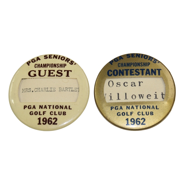1962 PGA Seniors Championship Contestant Badge & Guest Badge