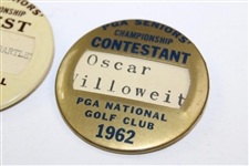 1962 PGA Seniors Championship Contestant Badge & Guest Badge