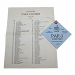 1986 Masters Tournament Par 3 Contest Ticket & Pairing Sheet