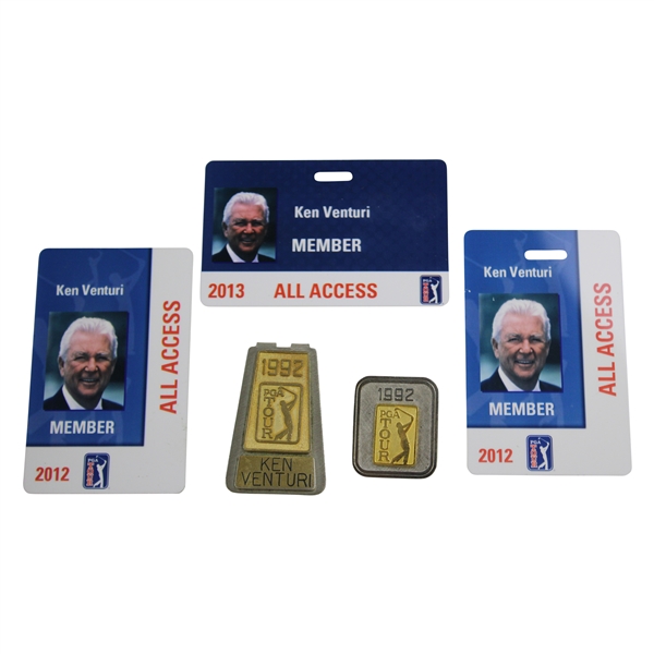 Ken Venturi PGA Tour Member Pass & 1992 Money Clip