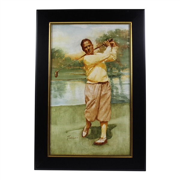 Original Bobby Jones Oil Painting Bobby at East Lake by Artist Robert Fletcher - Framed