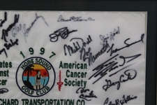 Namath, Carter, Snead & 25 others Signed 1997 Athletes Against Cancer Framed Flag JSA ALOA