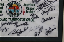 Namath, Carter, Snead & 25 others Signed 1997 Athletes Against Cancer Framed Flag JSA ALOA