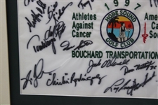 Namath, Carter, Snead & 25 others Signed 1997 Athletes Against Cancer Framed Flag JSA ALOA